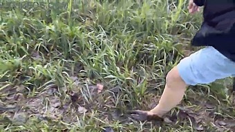 Strolling Around In A Marshy Area Without Shoes - Dirty Toes