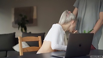 A Zoom Class Turns Into A Hot Session Of Intense Sex For A Stunning Blonde