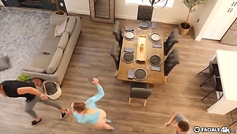 Gamer Girl Enjoys Facial And Threesome With Pornstars