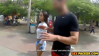 Stunningly Beautiful And Petite Brunette Eager To Receive Anal Penetration While Suspended From A Personal Trainer'S Equipment